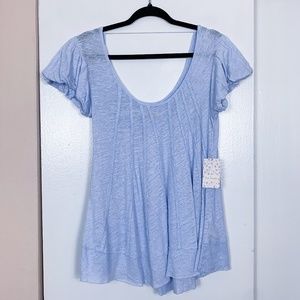 Free People Periwinkle New Star Distressed Stripe Top